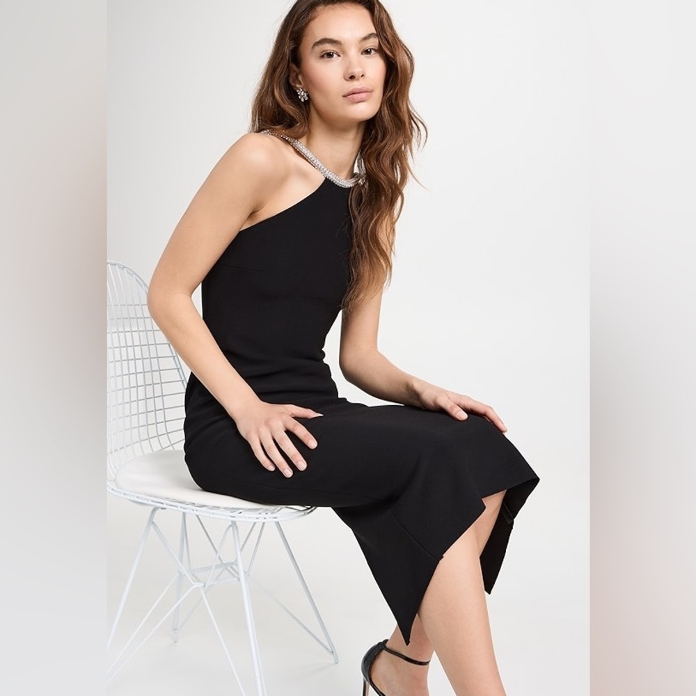 NWT Amanda Uprichard Black Maxi Dress with Beaded Halter, Size XS